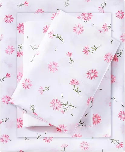 Miniatura 19 de Mooreeke Sábanas de cama Queen con estampado floral, ropa de cama impresa de microfibra suave y fundas de almohada, sábana vintage Queen de bolsillo