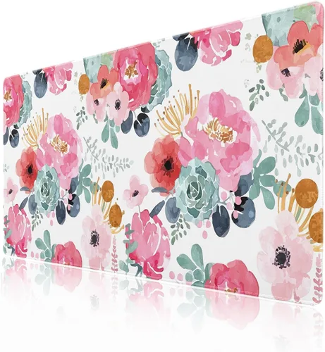 Miniatura 39 de Alfombrilla de mouse negra estética vintage para juegos botánicos, extendida, bonita planta verde bosque, naturaleza, floral, grande