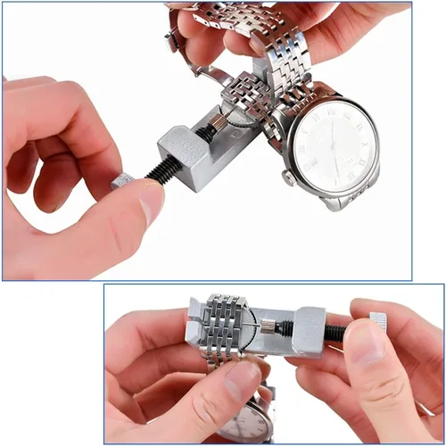 Miniatura 8 de Kit de herramientas de reparación de relojes profesional, kit de herramientas de relojero, incluye soporte para caja trasera, abridor, removedor