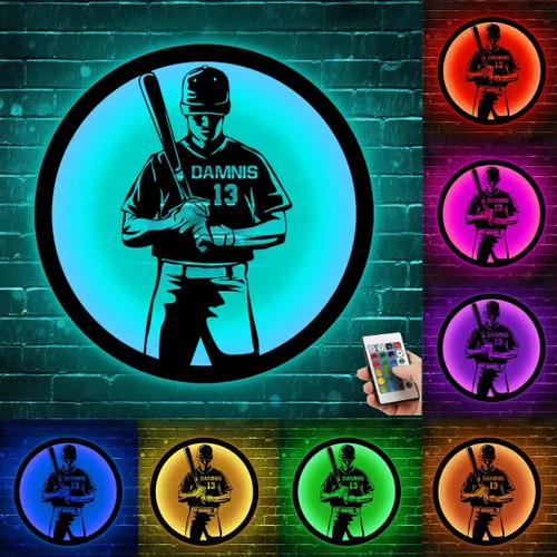 Miniatura 2 de Regalos de béisbol personalizados para niños y niños, letreros de neón personalizados para decoración de pared, luces de neón deportivas, barra LED