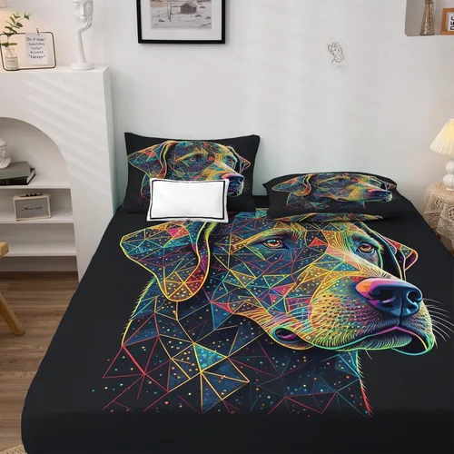 Miniatura 2 de Labrador Sheets tamaño individual, sábanas para perro, sábanas y fundas de almohada estampadas de 3 piezas, sábana bajera ajustable de microfibra
