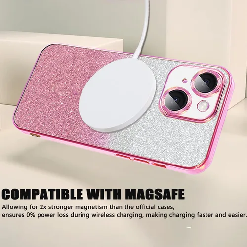 Miniatura 196 de Misscase Funda magnética con purpurina para iPhone 11 compatible con MagSafe, protección completa, delgada, a prueba de golpes, antiarañazos