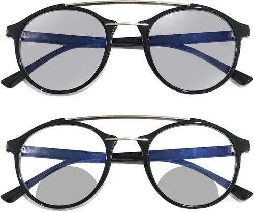 Miniatura 2 de helena Gafas de lectura fotocrómicas para mujeres y hombres, redondas, de transición, presbicias, lentes de sol bifocales para lector
