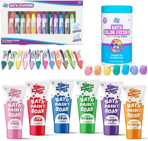 Miniatura 12 de Tub Works® Smooth™ - Crayones de baño de juguete de baño, paquete de 24 Crayones de baño no tóxicos y lavables para niños pequeños y niños