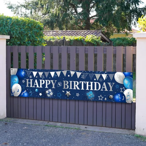 Miniatura 5 de Cartel de patio para regalos de feliz cumpleaños, pancartas grandes de cumpleaños para decoraciones exteriores, telón de fondo para hombres
