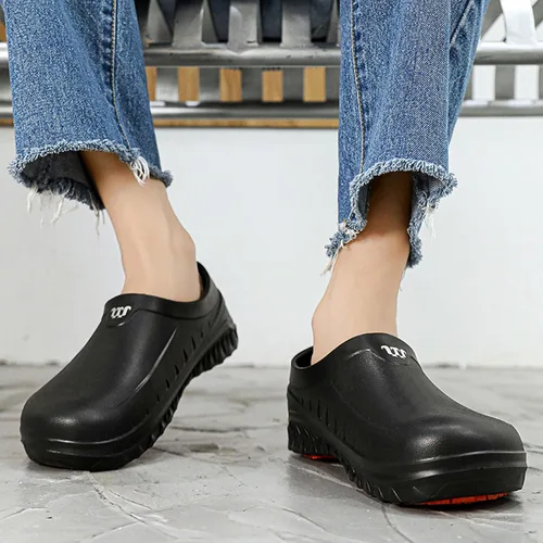 Miniatura 3 de ihinzry Chef Clogs - Zuecos de trabajo sólidos antideslizantes, impermeables, a prueba de aceite, para personal de restaurante, zapatos de cocina