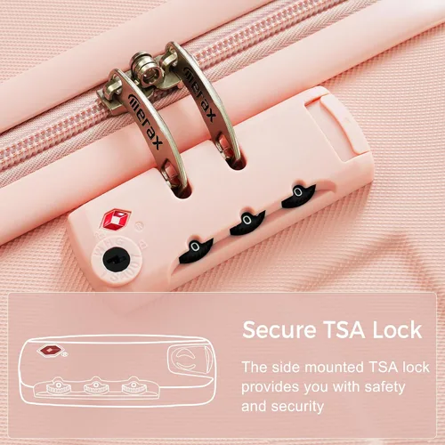 Miniatura 2 de Merax 3 piezas expandible Abs Hardshell Equipaje Sets Spinner Wheel Maleta TSA Lock Suit Case, Rosa (All Pink), Juego de equipaje de 3 piezas