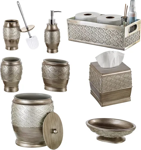 Miniatura 7 de Creative Scents Dublin Silver - Cubo de basura pequeño para baño con tapa de 1.26 galones / 4.8 litros, cubo de basura ovalado plateado cepillado