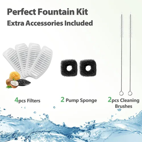 Miniatura 6 de ORSDA - Fuente de agua de acero inoxidable para gatos, fuente para mascotas de 2 litros para gatos en interiores, dispensador de agua para perros