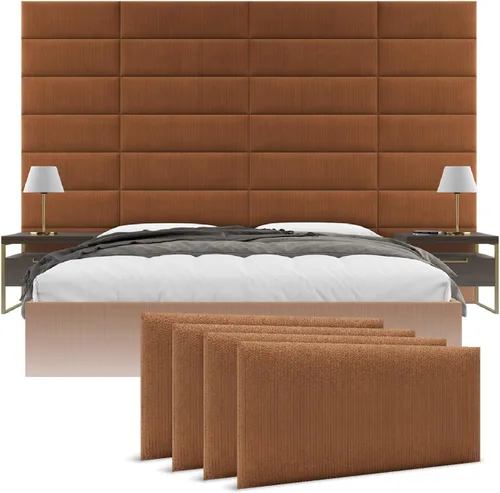 Miniatura 34 de Cabeceras tapizadas Vänt - Paneles de pared para montar en la pared tamaño Queen/Full - Champán neutro metálico - Juego de 4 paneles