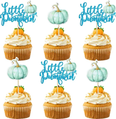 Miniatura 23 de 24 adornos de calabaza para cupcakes con purpurina para otoño, hojas, flores, calabaza, cupcakes, decoración de pasteles para Halloween, decoración