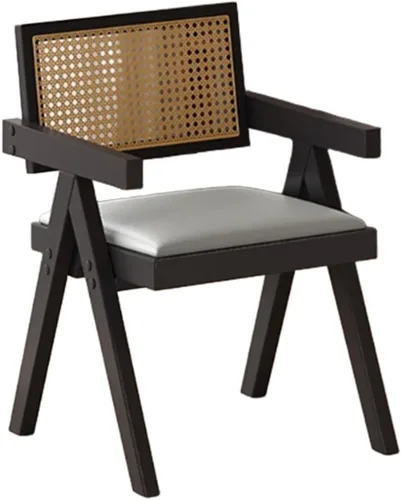 Miniatura 61 de YVYKFZD Juego de sillas de comedor de ratán, sillas de comedor de madera, sillas de cocina con respaldo tejido, sillón tapizado, silla auxiliar
