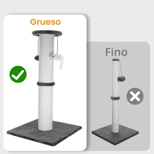 Miniatura 4 de Poste rascador para gatos Ahomdoo de 34 pulgadas, poste rascador para gatos resistente y más grueso de sisal con bola colgante y poste rascador