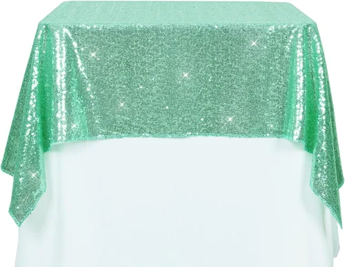 Miniatura 12 de PartyDelight Mantel de lentejuelas redondo de 50 pulgadas, color dorado claro, adorno de mesa para decoración de bodas, fiestas, cumpleaños