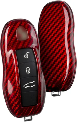 Miniatura 7 de Funda para llavero de fibra de carbono auténtica y genuina 100% pura, ajuste deportivo para Porsche Boxster Turbo Cayenne Panamera Macan Cayman 911