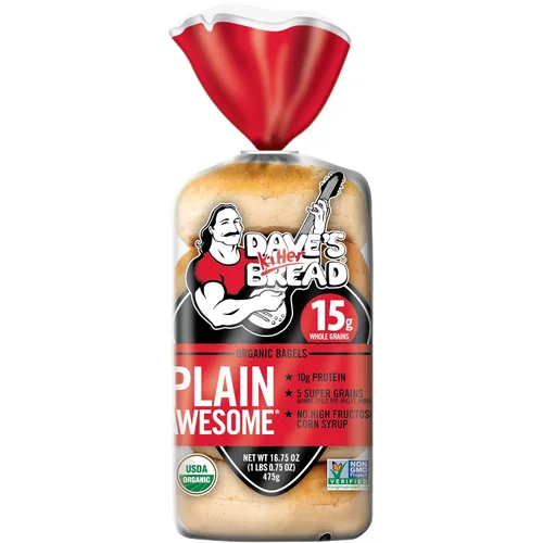 Dave's Killer Bread Bagels Orgánicos Sencillo, Bagels de Granos Enteros, 15g de Granos Enteros por Bagel, 5 Unidades