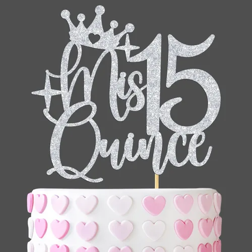 Miniatura 8 de Decoración para pastel de membrillo Mis 15, feliz 15 anos/Cheers to 15 años de edad, decoración de pastel para niña, suministros de decoración