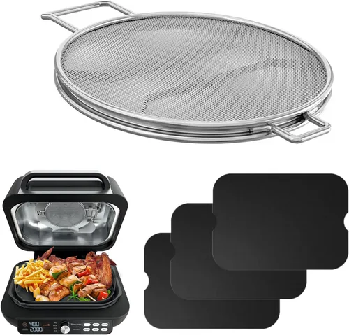 Miniatura 8 de Protector contra salpicaduras para Ninja Foodi IG651, pantalla de salpicaduras de acero inoxidable, accesorios para freidora de aire Ninja Foodi