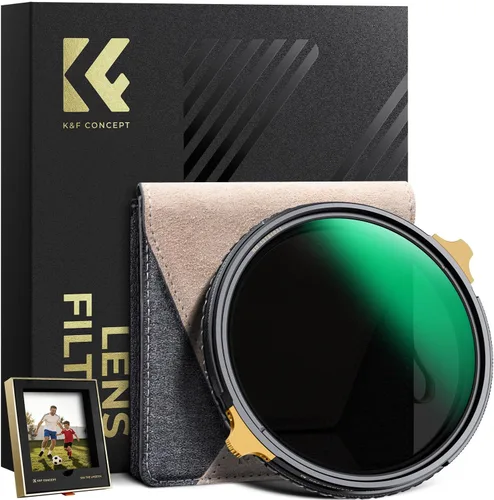K&F CONCEPT Filtro variable ND2-32 de 49 mm y filtro polarizador 2 en 1 para lente de cámara, resistente al agua y a los arañazos, filtro de lente