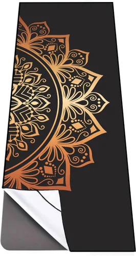Miniatura 10 de QiyI Toalla para Esterilla de Yoga con Bolsillos en las Esquinas, Toallas de Yoga Antideslizantes que Absorben el Sudor para Yoga Caliente, Mantas