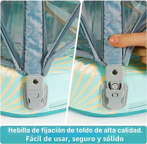 Miniatura 4 de Mambobaby Flotador Añadir Cola Flotador de Natación para Bebé con Toldo Piscina Sólida Entrenador de Natación Infantil Entrenamiento de Natación