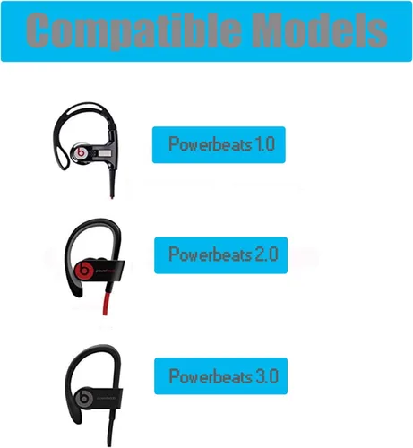Miniatura 3 de Auriculares de silicona de repuesto para Beats por Dr. Dre Powerbeats 3 PB2 Powerbeats1.0 Auriculares estéreo inalámbricos (negro)