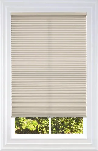 BlindsAvenue Persiana Celular de Panal Sin Cordón, Celda Simple de 9/16", Filtrado de Luz, Beige, Tamaño: 26" An x 72" Al Cervatillo