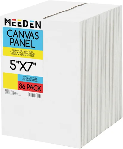 Miniatura 15 de MEEDEN Paquete de 12 tableros de lona 100% algodón para pintar, paneles de lienzo en blanco de 5 x 7 pulgadas para pintura al óleo y acrílica