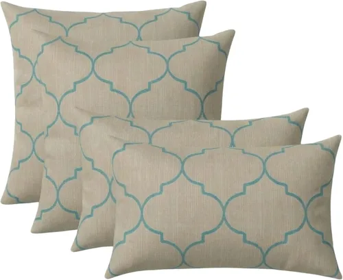 Miniatura 40 de RSH DECOR: Sunbrella Lumbar & Square Pillows Set of 4 20" x 12" & 17" x 17" Water & Fade-Resistant Fabric Outdoor Throw Pillows for Patio