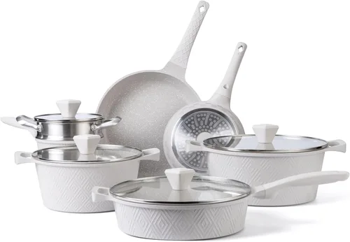 Miniatura 9 de Juego de utensilios de cocina antiadherentes de aluminio fundido Country Kitchen - Utensilios de cocina duraderos para cocina diaria, mango redondo