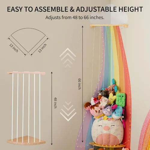 Miniatura 2 de PUTSKA Organizador esquinero de almacenamiento de animales de peluche, soporte para animales de peluche, almacenamiento tapado, peluches que ahorran