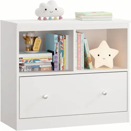 Ikebana Organizadores y almacenamiento de juguetes para niños, estantería para niños pequeños con cajón, estantería para niños para salas de juegos,