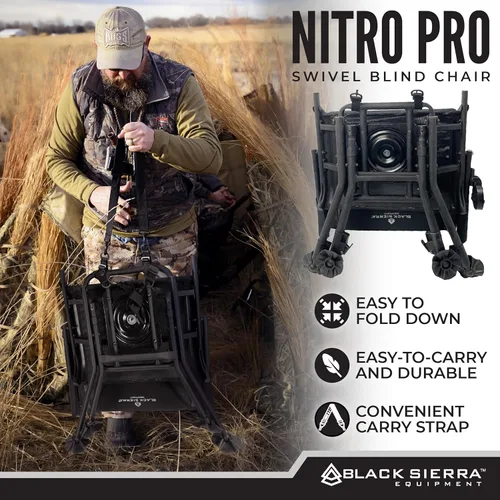 Miniatura 9 de Silla Giratoria de Caza Black Sierra XL – Asiento Ciego Silencioso de Servicio Pesado 360° que Soporta 300 libras, Reposabrazos Acolchados, Pies