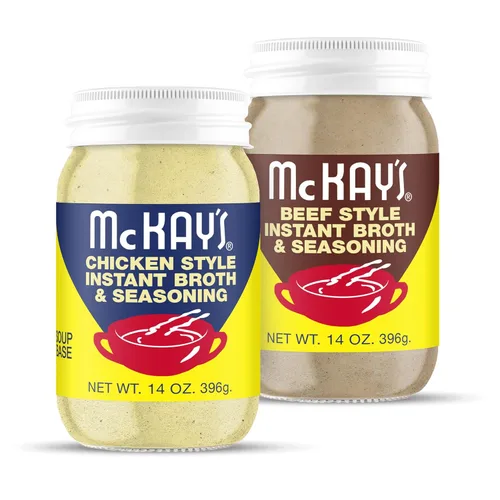 Mc Kay's Condimento para sopa en polvo con sabor a pollo y carne, caldo instantáneo sin gluten, sustituto de cubos de lingotes, Est. 1945 (variedad