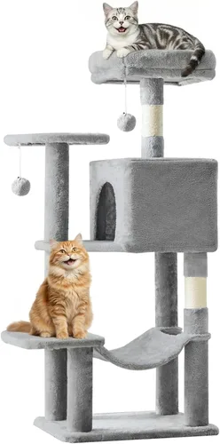 Miniatura 37 de DUMOS Torre grande de árbol para gatos de 66 pulgadas, torre alta de escalada para gatos de varios niveles con postes rascadores de sisal natural