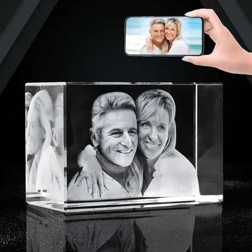 jfs Marco de fotos de cristal grabado con láser 2D/3D personalizado para fotos, padre, mamá, novia, ella, él, novio, cumpleaños, aniversario (2.4 x