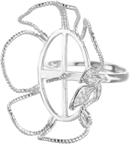 Miniatura 5 de Base de anillo de plata de ley 925 ajustable para anillo de piedras preciosas irregulares, ajuste de búsqueda en blanco, fabricación de joyas hechas