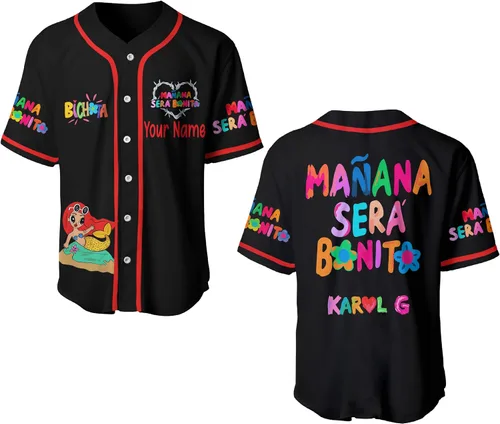 Ka% rol G Jersey, regalos para fanáticos, Mañ.ana Se.rá Bo.nito New Album, Bi% cho.ta Jersey, Ka%rol G Jersey Negro, Negro -