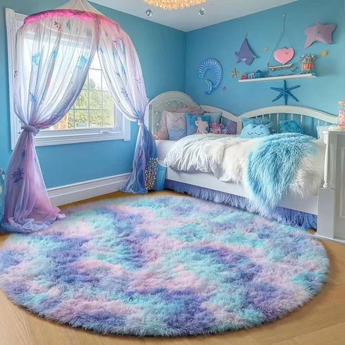 Miniatura 22 de PAGISOFE Alfombra Roja Redonda de 4 Pies, Alfombras de Área para Dormitorio, Alfombra Circular para Habitación de Niñas, Alfombras Esponjosas, Rojo