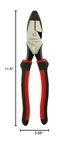 Miniatura 5 de Southwire SCP9TPC Alicates de corte lateral de alto apalancamiento con extractor de cinta de pescado; crimpador; y asas de agarre cómodo; 9 pulgadas