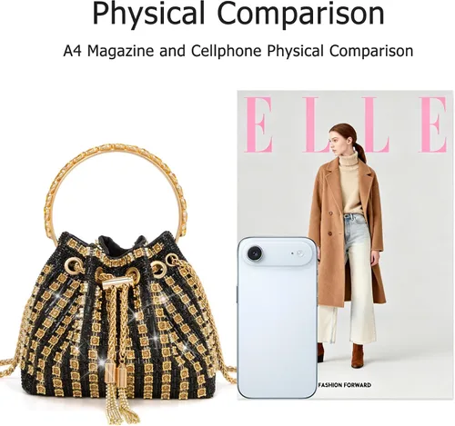 Miniatura 6 de Bolso de mano con diamantes brillantes para mujer, bolso de mano con diamantes de imitación para mujer, bolso de mano de brillo para fiesta