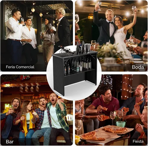 Miniatura 6 de VINGLI Mesa de bar portátil de grado comercial de 45 pulgadas para eventos, estación móvil de bartend, mesa de bar desplegable para interiores