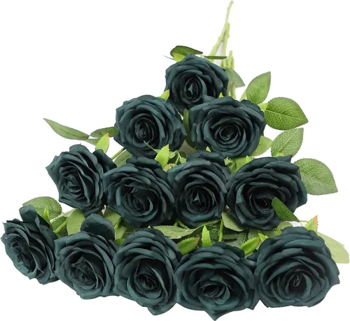 Miniatura 13 de LVEFIT 12 rosas artificiales de seda de color naranja quemado, ramo de rosas de seda de tallo largo para bodas, despedidas de soltera, fiestas