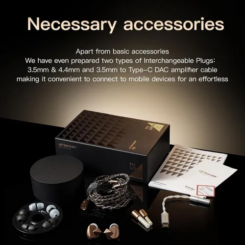 Miniatura 8 de Letshuoer S12 Ultra Auriculares Intraaurales con Controlador Plano de 14.8mm IEM, Auriculares HiFi con Cable Desmontable de 392 Hilos Chapado en Moca