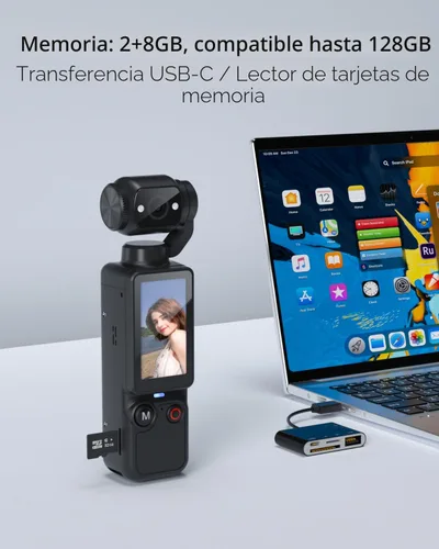 Miniatura 7 de Cámara de vlogging con lente giratoria de 180°, cámara de cuerpo de bolsillo con grabación de audio y video, batería de 7 horas, cámaras POV de mano