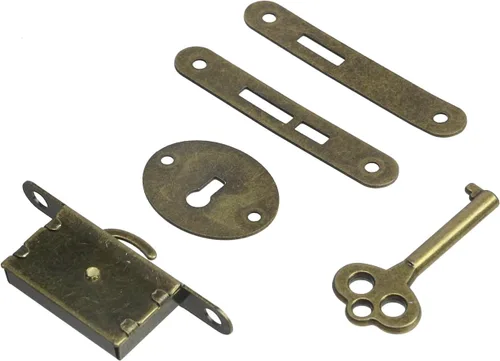 Miniatura 3 de T Tulead Cerraduras de bronce mini caja de embutir decorativas antiguas cerraduras de caja de joyería cerradura de gabinete de reemplazo 2