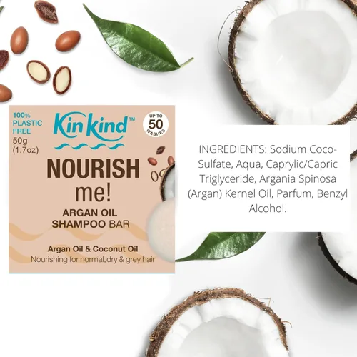 Miniatura 7 de KinKind NOURISH me! Set de barra de champú y acondicionador Barras de champú y acondicionador de aceite de argán y aceite de coco para hidratación