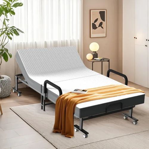 Miniatura 2 de Cama plegable para invitados con colchón y respaldo ajustable de 6 posiciones para adultos, cama nido plegable de metal, siesta de oficina, descanso
