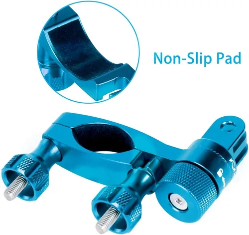 Miniatura 5 de HSU Manillar de bicicleta de aluminio de 0.6 a 1.3 pulgadas, poste de asiento de rotación de 360°, soporte de poste de esquí compatible con GoPro