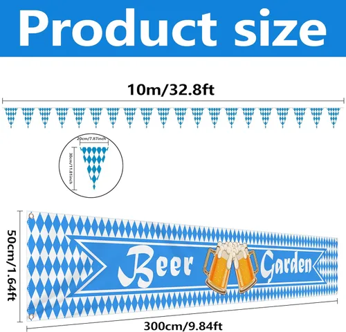 Miniatura 2 de Oktoberfest Bavarian Pennant Banner – Letrero de jardín de cerveza de tela para fiesta de Oktoberfest, suministros de decoración de festivales